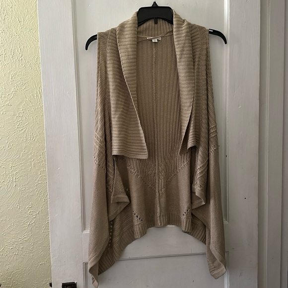 Cato Boho Beige Open Front Sweater Vest - Picture 1 of 6